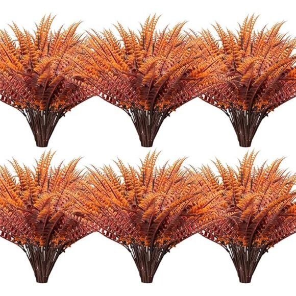 12 Bundles Artificial Fall Plants,Fake Boston Fern Greenery Outdoor UV Resistant - Picture 8 of 8